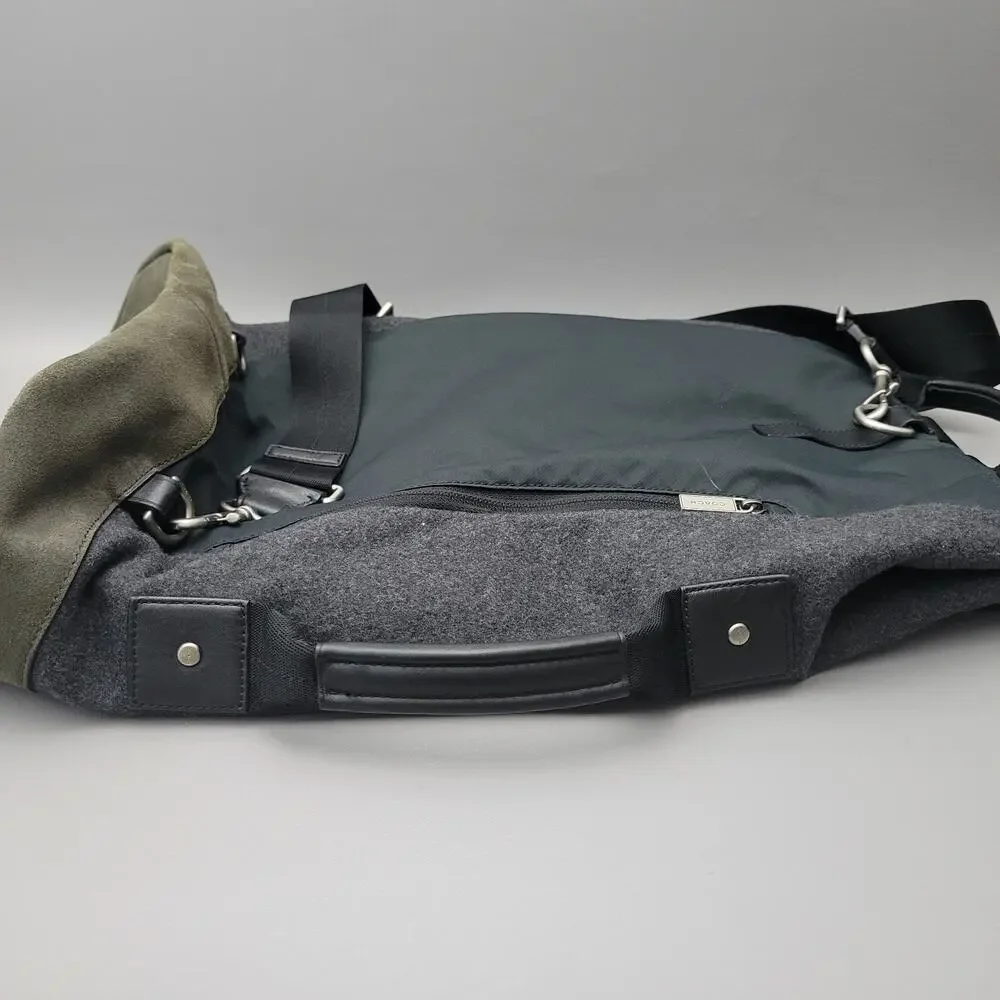 Coach Mens Varick Flap Backpack Mixed Fabic Wool Leather Black Metal Buckle Rare